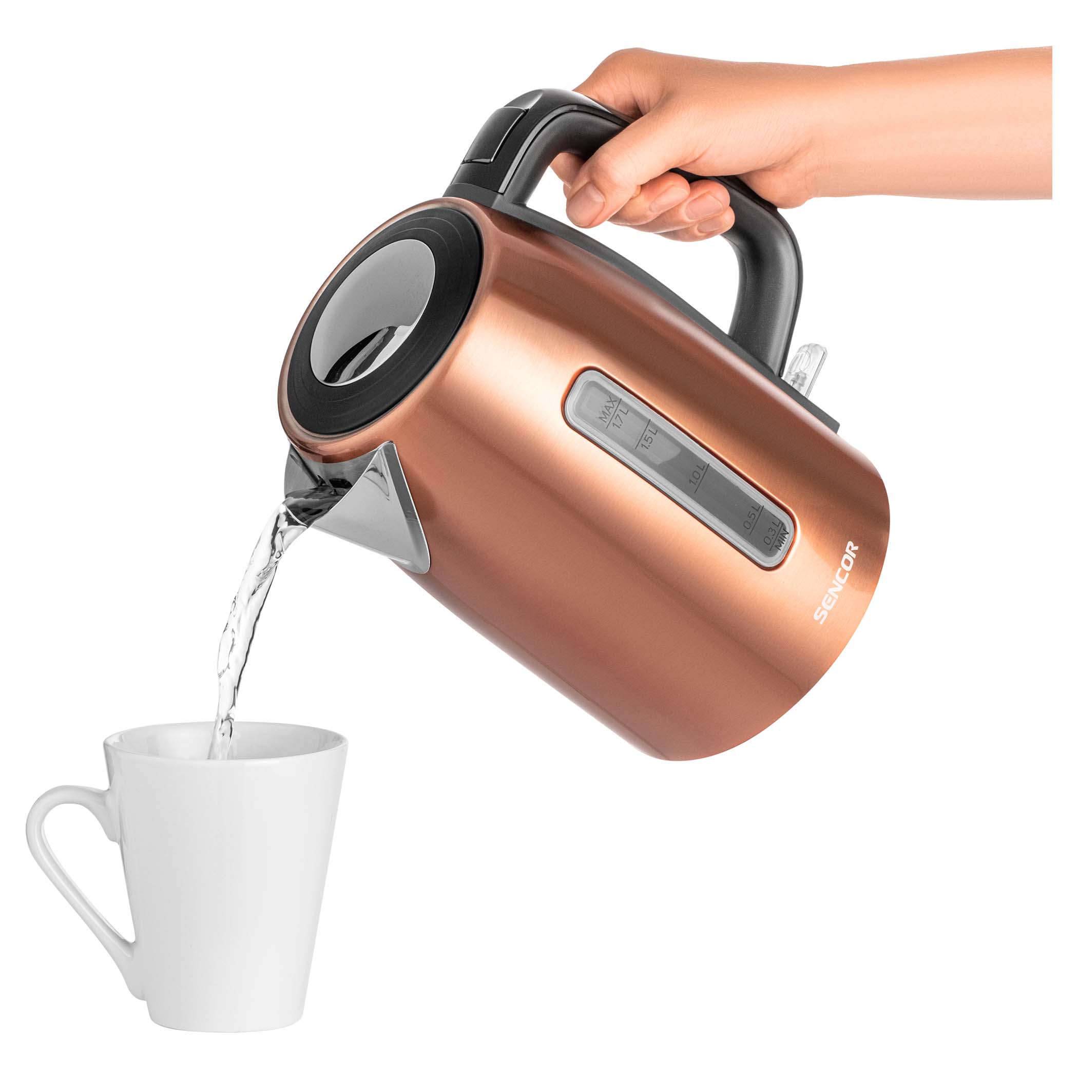 Sencor SWK1573CO Electric Kettle with Display and Power Cord Base, Copper  (Metallic) 