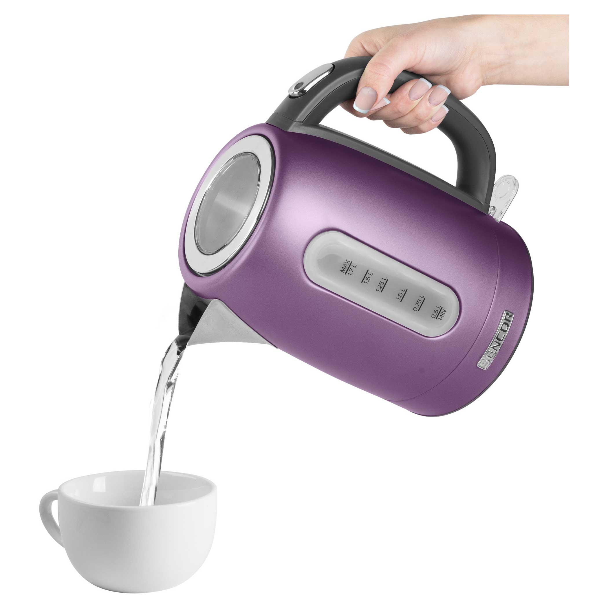Purple electric kettle stock image. Image of household - 131829051