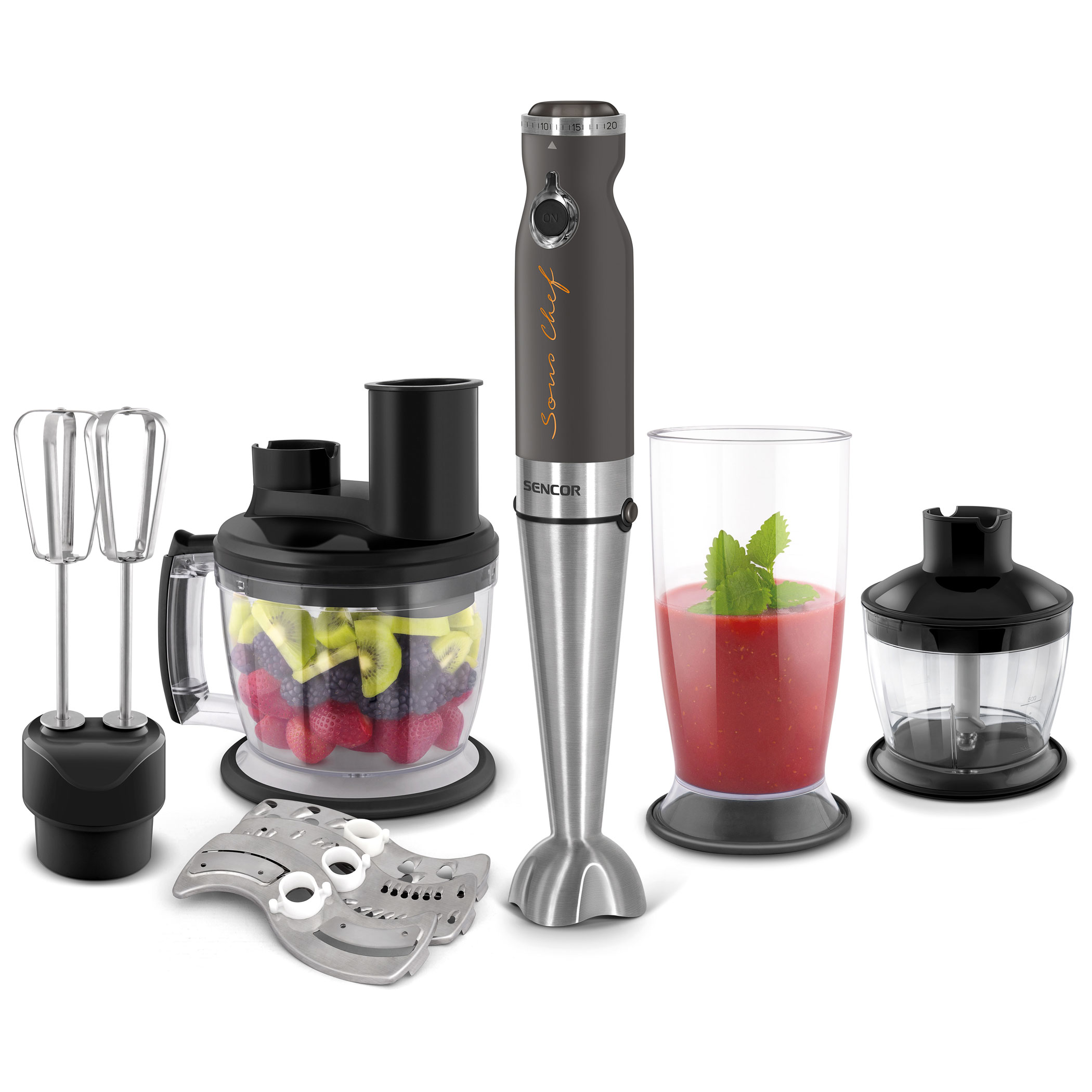 Sencor 6-Speed Pink 350-Watt Immersion Blender with Accessory Jar at