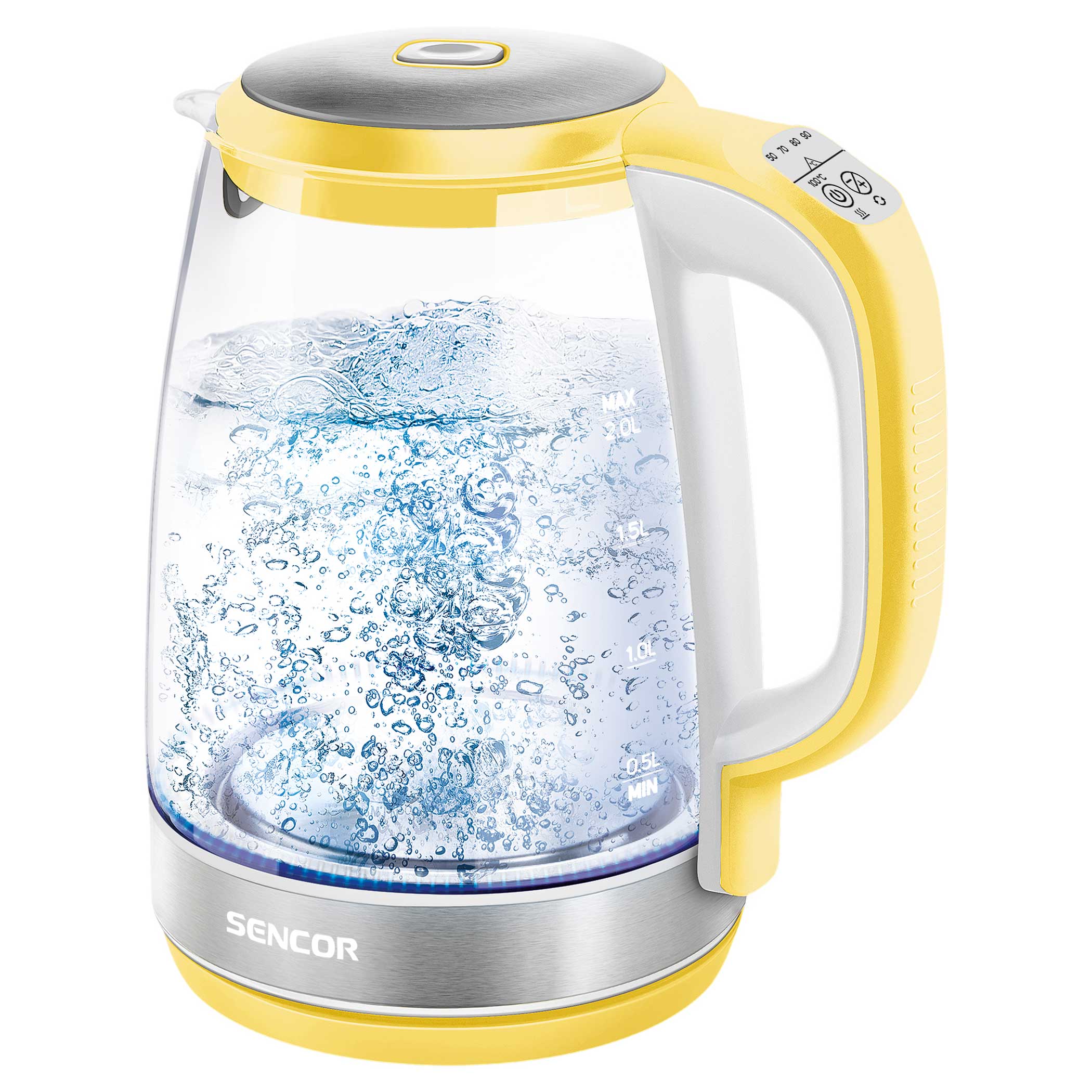 Sencor SWK46YL Crystal Electric Kettle with Power Cord Base, Sunflower  Yellow 